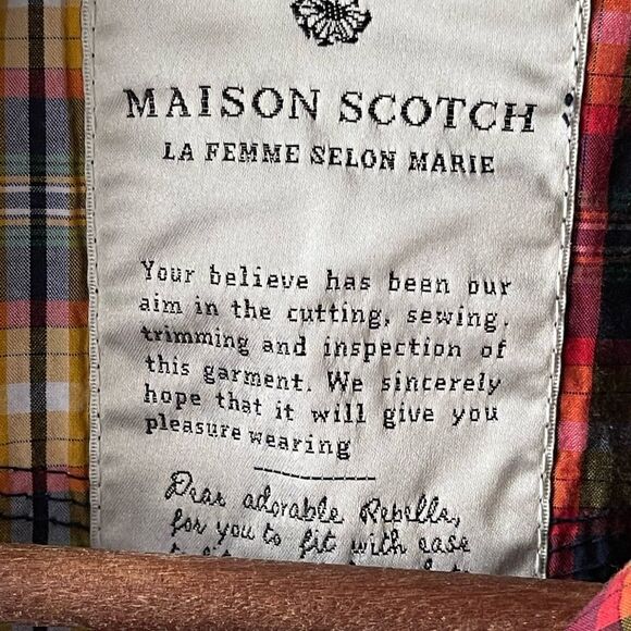 MAISON Scotch & Soda plaid Western Shirt pearl snap size 2 - Picture 7 of 10